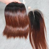 Natural Black to Brown Ombre Straight Hair Bundles with Closure by Gugu Hair