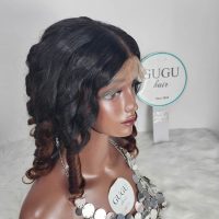 Deep Bouncy Curly Lace Front Wig with Auburn Highlights – GUGU Hair