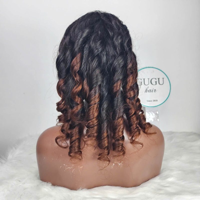 Deep Bouncy Curly Lace Front Wig with Auburn Highlights – GUGU Hair