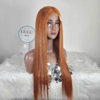 Straight Ginger Orange Lace Front Wig – 30 Inch Long Human Hair Wig by GUGU Hair