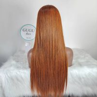 Straight Ginger Orange Lace Front Wig – 30 Inch Long Human Hair Wig by GUGU Hair