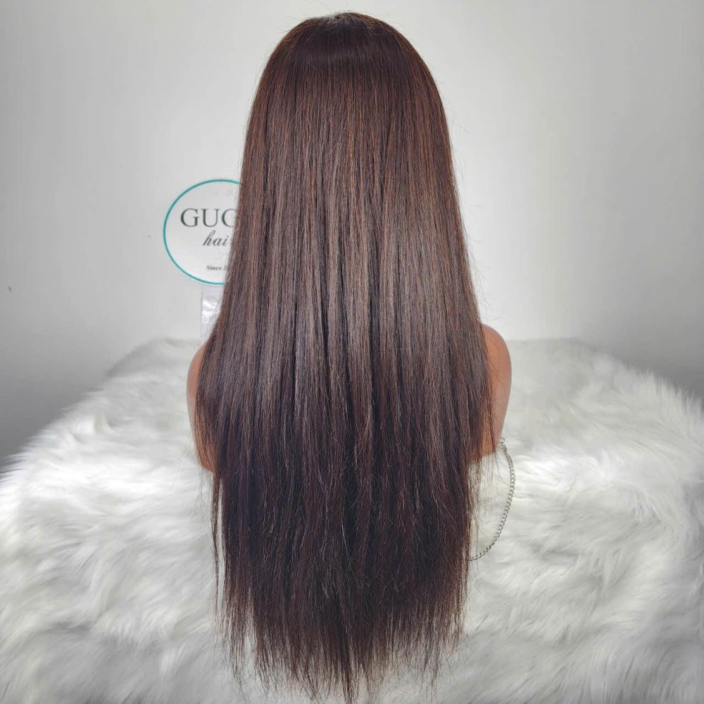 Natural Straight Lace Front Wig – 26 Inch Soft Brown Human Hair Wig by GUGU Hair