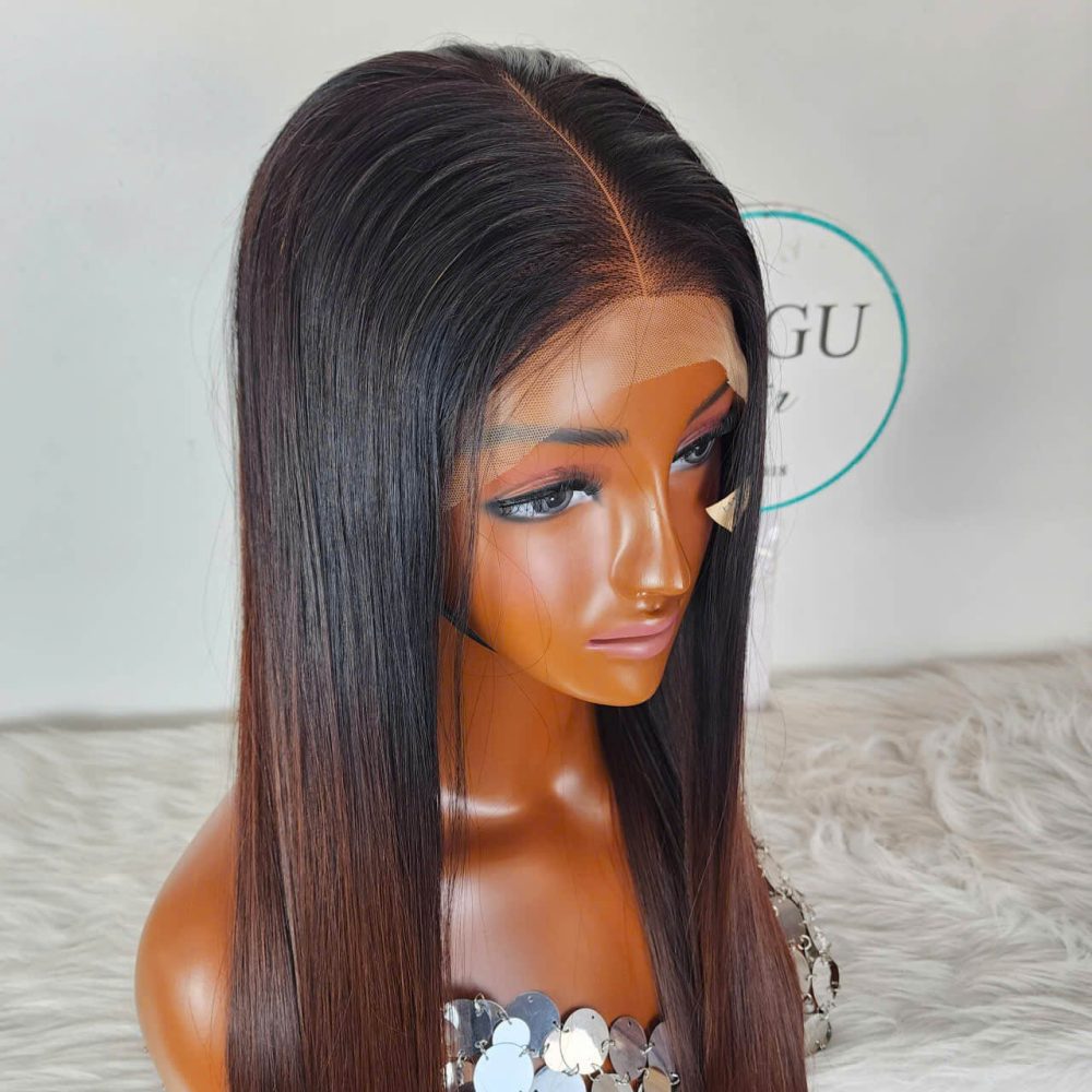 Bone Straight Ombre Brown Wig 30 Inches – Long Sleek Lace Wig for Natural Glam Look