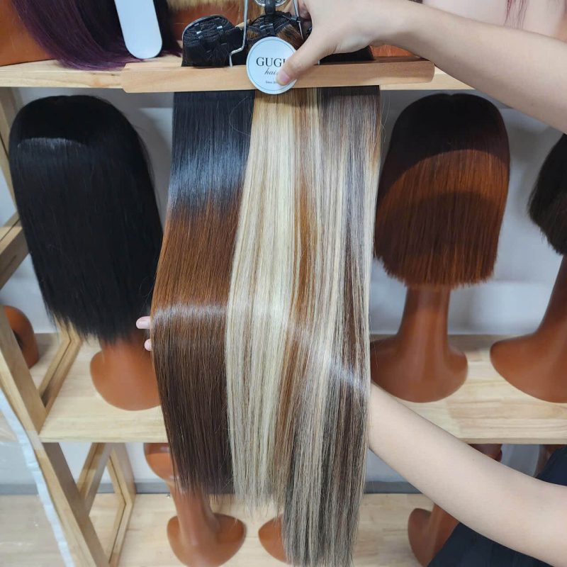 22Inch Highlight Straight Human Hair Bundles – Multi Color Ombre Extensions