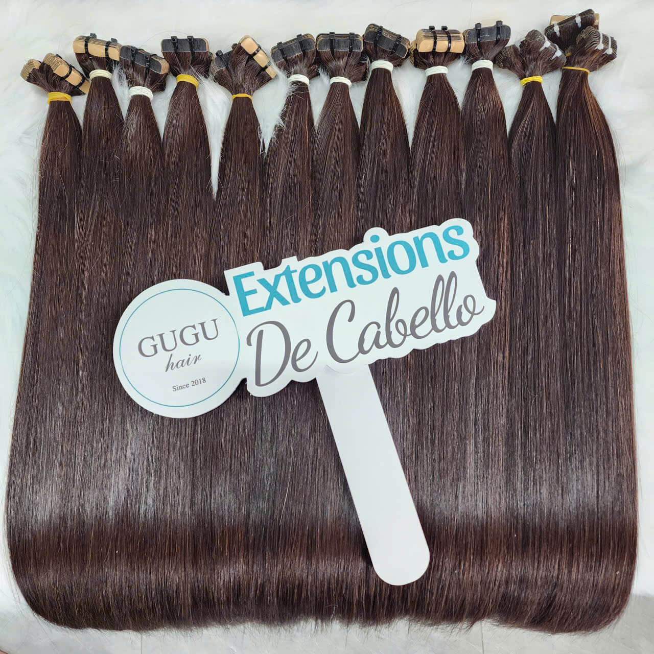 24 Inch Bone Straight Brown Tape-In Extensions – Vietnamese Human Hair 8 24 Inch Brown Tape-In Extensions – Vietnamese Human Hair