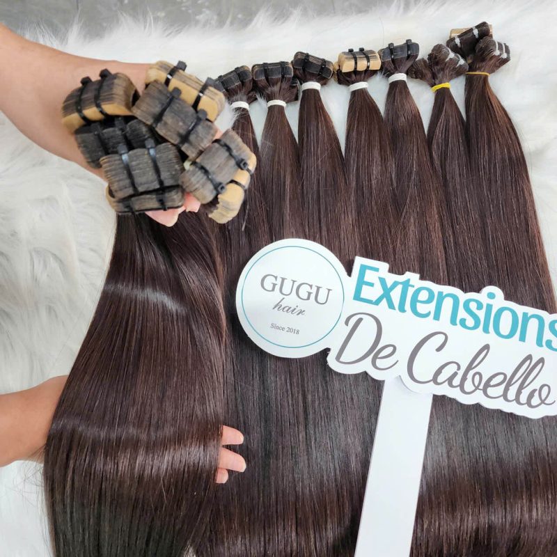 24 Inch Bone Straight Brown Tape-In Extensions – Vietnamese Human Hair