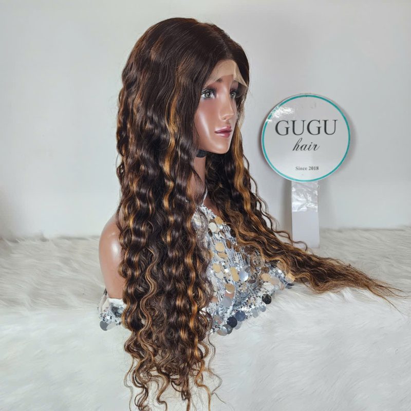 28 inch Deep Wave Lace Closure Wigs Human Hair