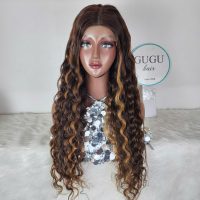Long 28 Inch Deep Wave Wig with Lace Closure Human Hair