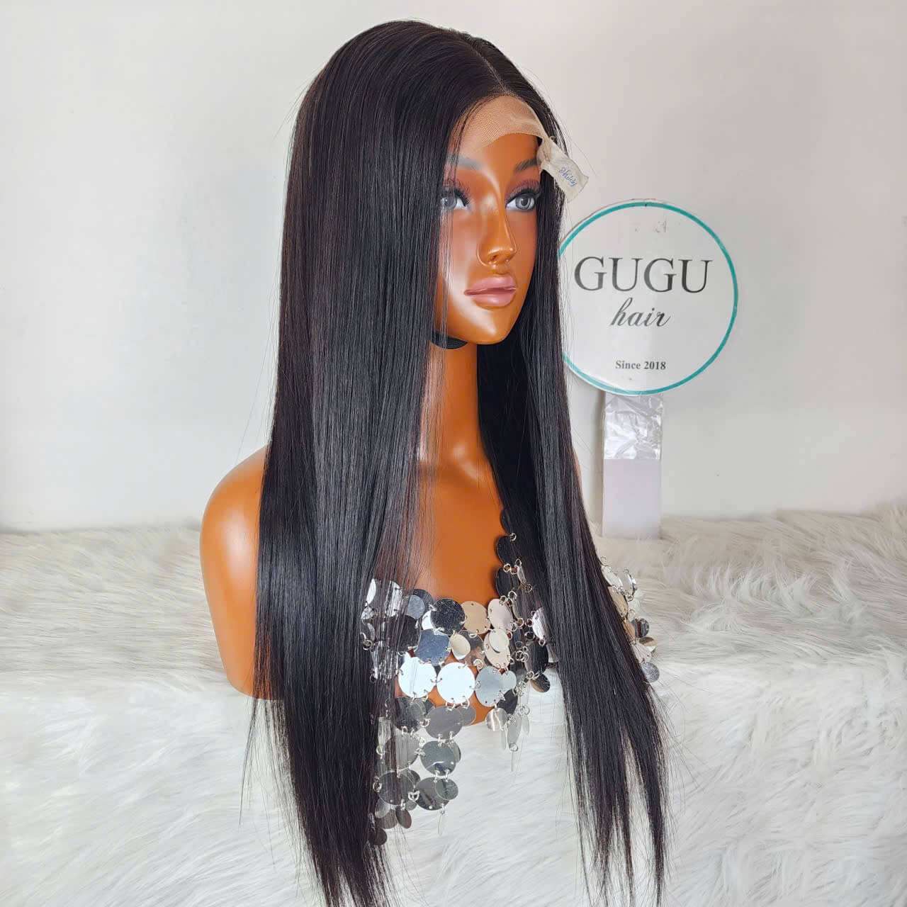 Straight HD Lace Wig 28 Inch – Natural Black Long Wig for Everyday Glam | GUGU Hair