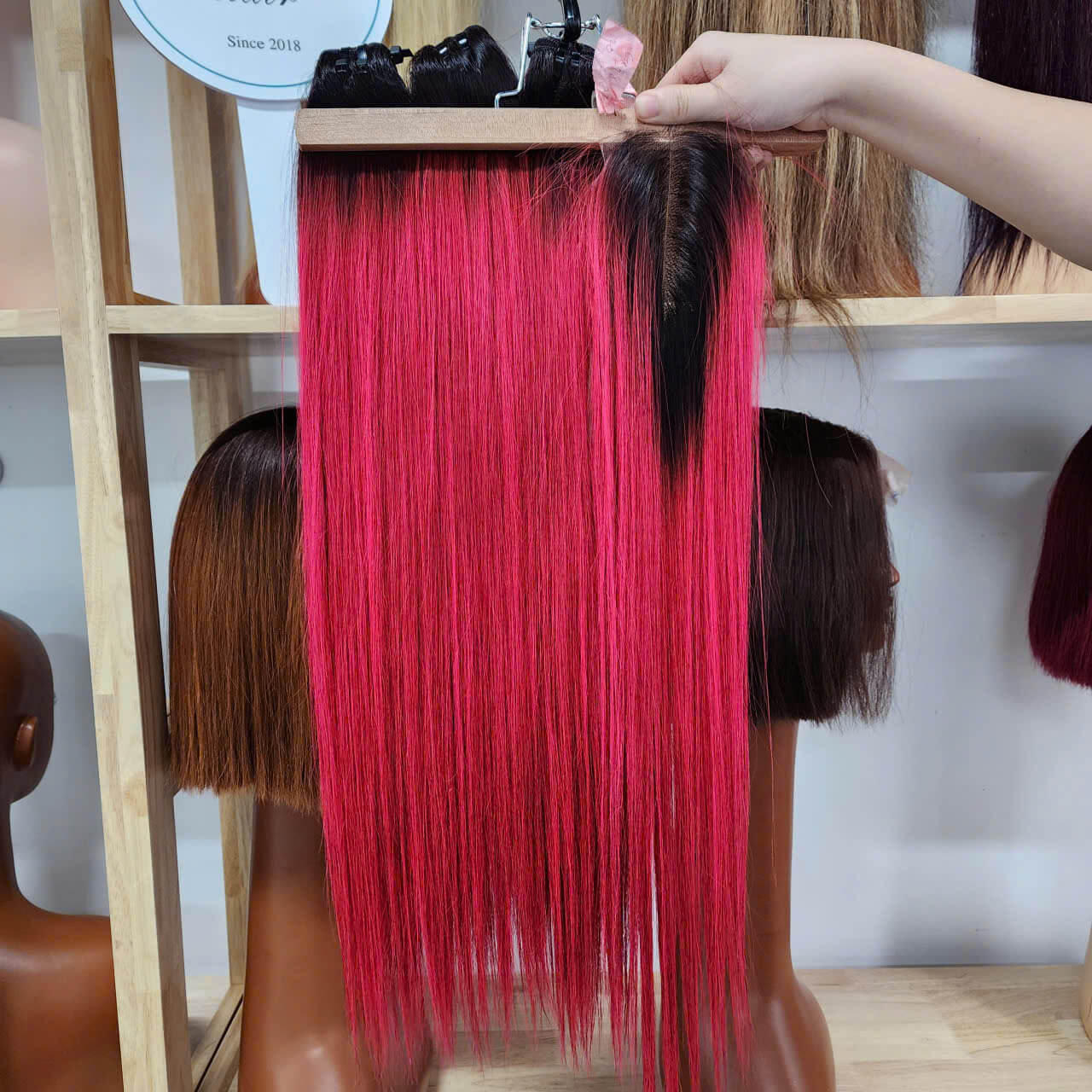 Vietnamese Pink Straight 5x5 Lace Closure Human Hair | GUGUHAIR 3 Vietnamese Pink Straight 5x5 Lace Closure Human Hair | GUGUHAIR