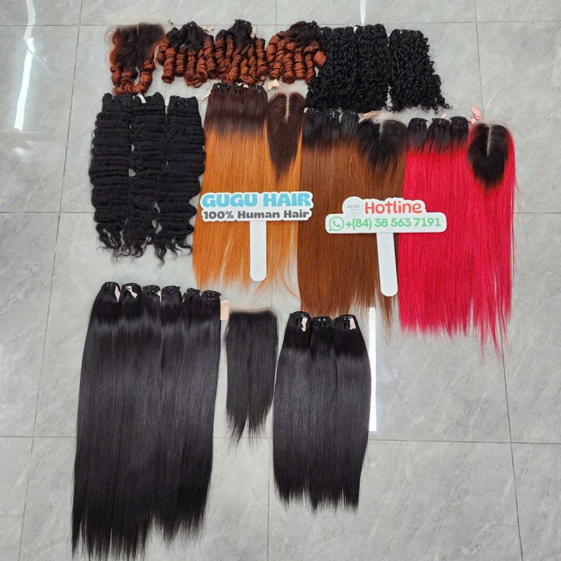 Vietnamese Human Hair Bundles With Closure Set Bone Straight