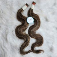 24 Inch Brown Highlight Body Wave Bulk Hair – Raw Vietnamese Human Hair 2 22 Inch Highlight Brown Blonde Bulk Hair Extensions