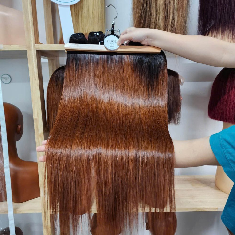 26 Inch Ombre Copper Brown Straight Hair Bundles & Closure – 100% Human Hair