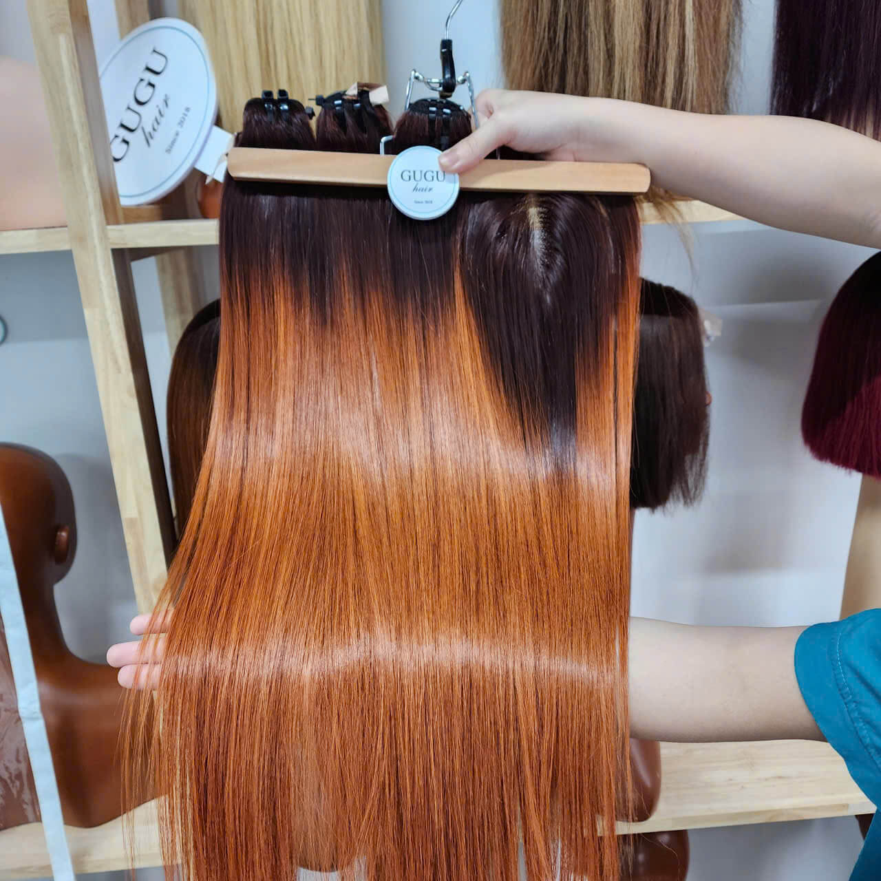 Ombre Copper Straight Lace Extensions – 100% Human Hair