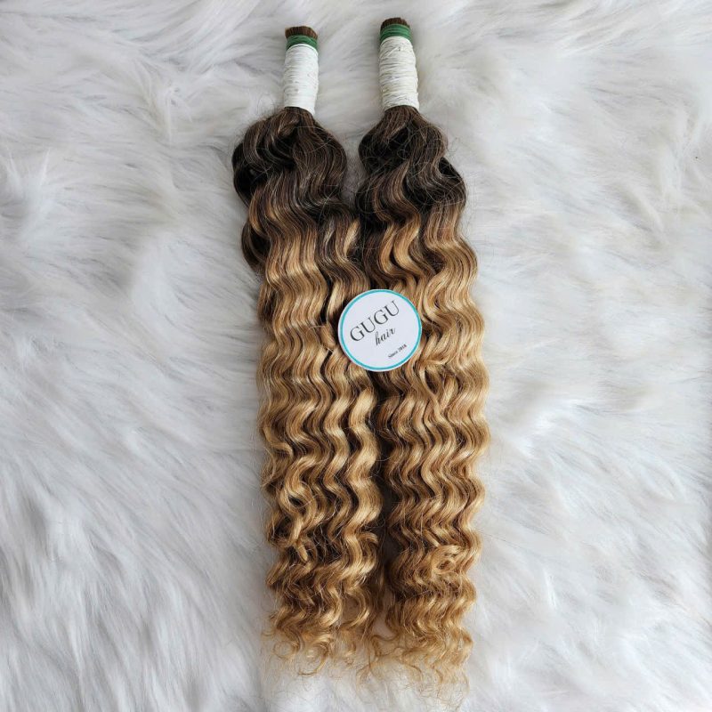 26 Inch Color #4/#27 Ombre Water Curly Extensions for Braiding