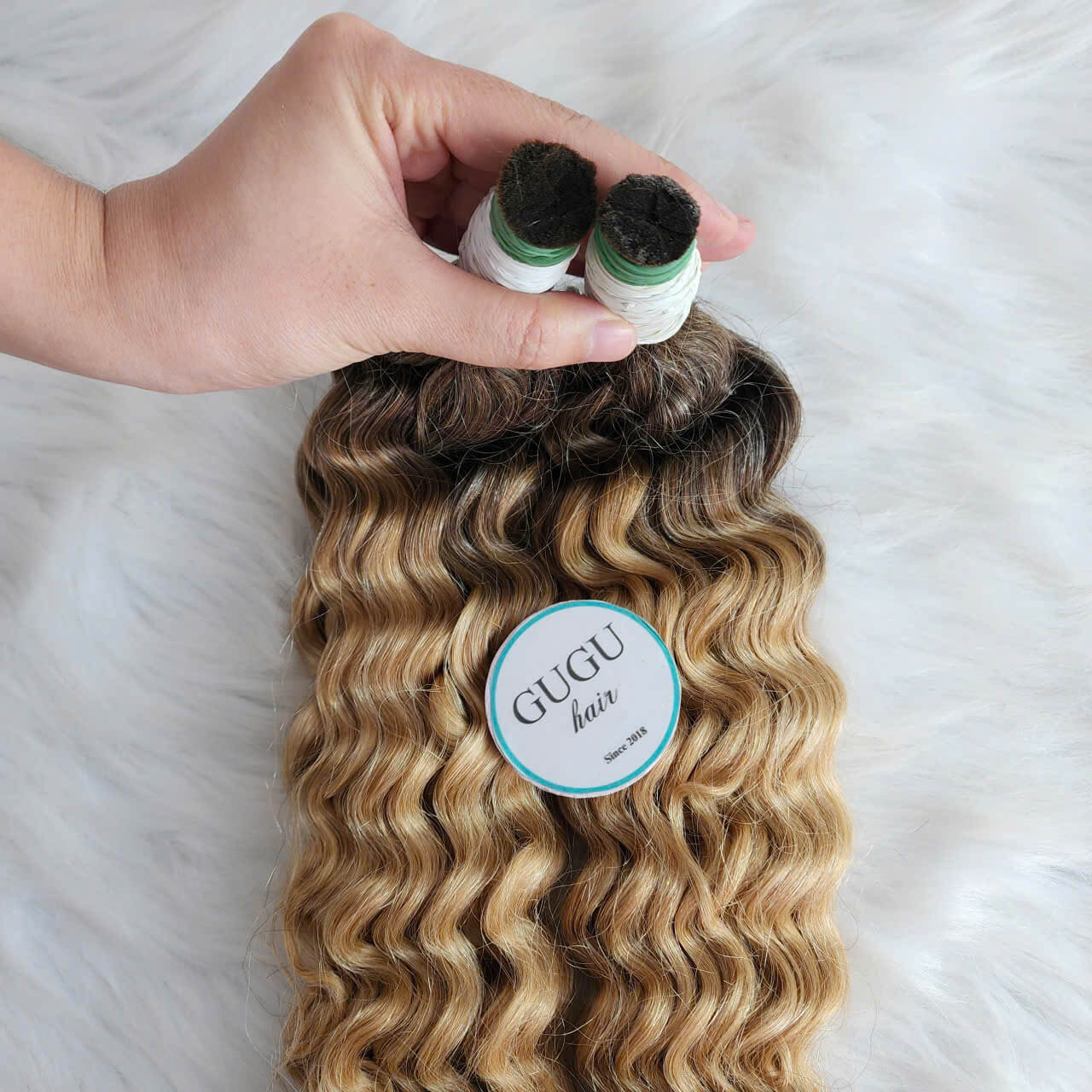 26 Inch Color #4/#27 Ombre Water Curly Extensions for Braiding 11 26 Inch Color #4/#27 Ombre Water Curly Extensions for Braiding