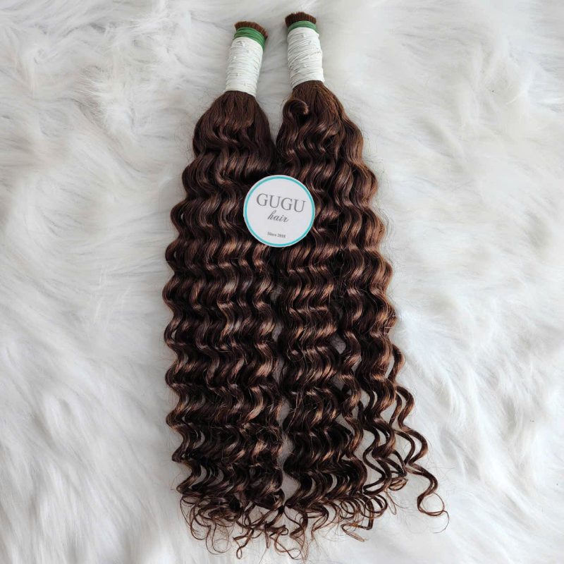 24 Inch Brown Water Wave Bulk Hair Extensions