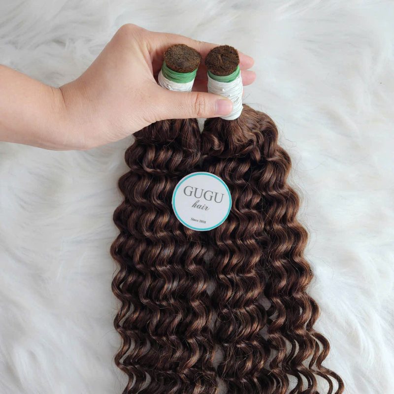 24 Inch Brown Deep Wave Bulk Hair Extensions