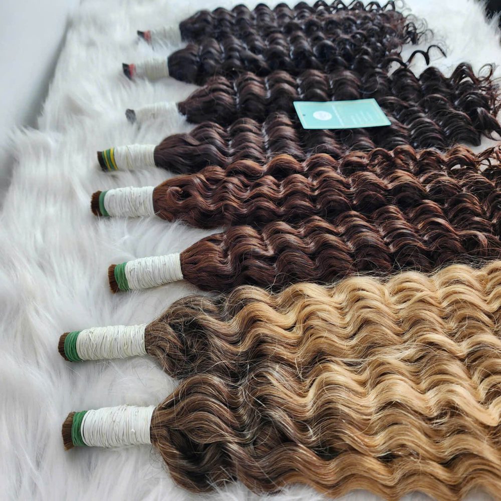 26 Inch Deep Wave Bulk Hair Extensions Natural Black