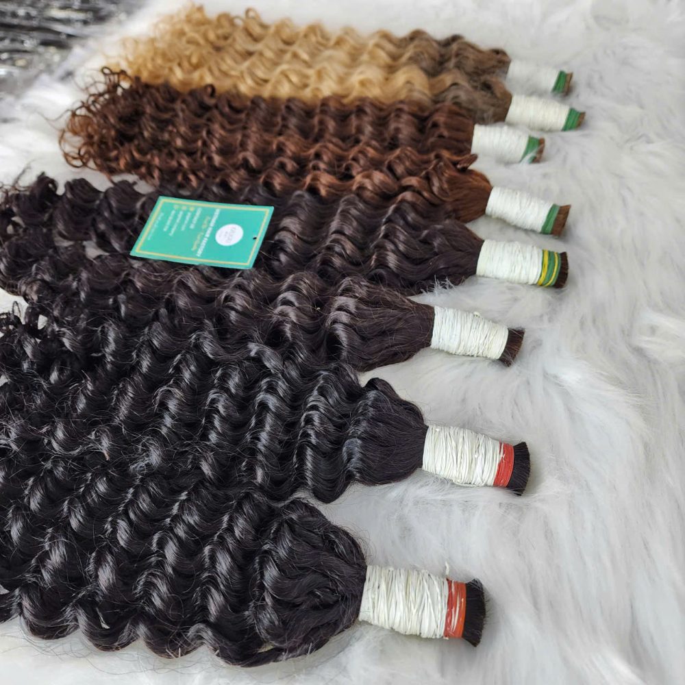 26 Inch Deep Wave Bulk Hair Extensions Natural Black