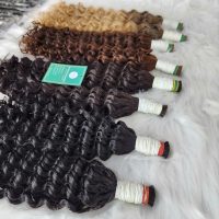 26 Inch Deep Wave Bulk Hair Extensions Natural Black