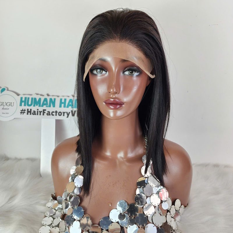 12 inch bonestraight 6x6 Bob Wig Human Hair Lace Closure Wigs for Black Women