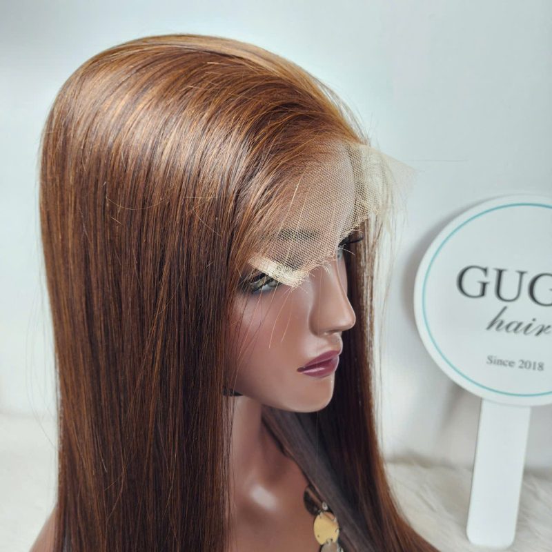 18 inch Brown Long Human Hair Wig