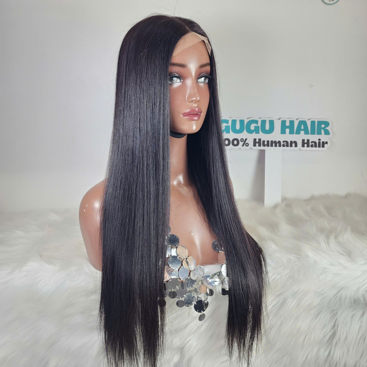 22 Inch Bone Straight Wig with 4x4 Transparent Lace – 100% Human Hair