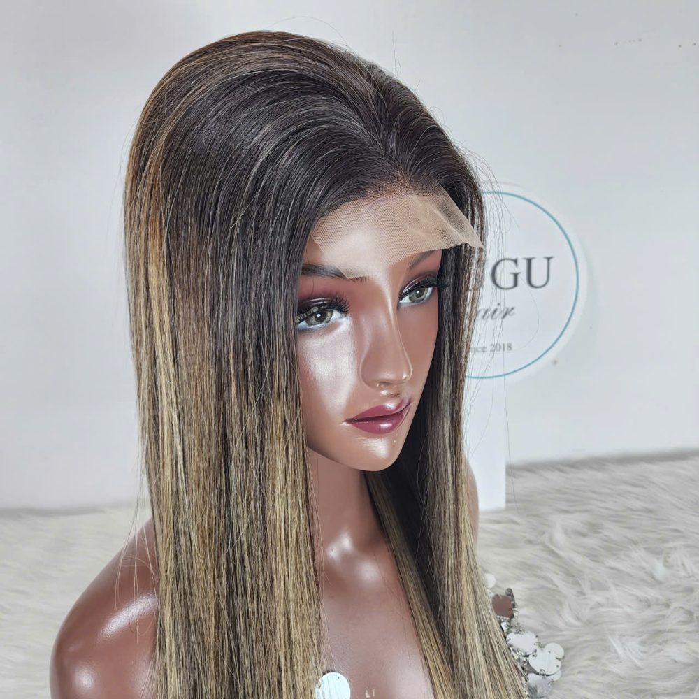 Bone Straight Wig Blonde Color 18 Inches Double Drawn (2)