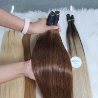 Light Brown Vietnamese Human Hair Extensions – 100% Raw Hair from GUGUHAIR 2 High-Quality Vietnamese Bulk Hair Extensions