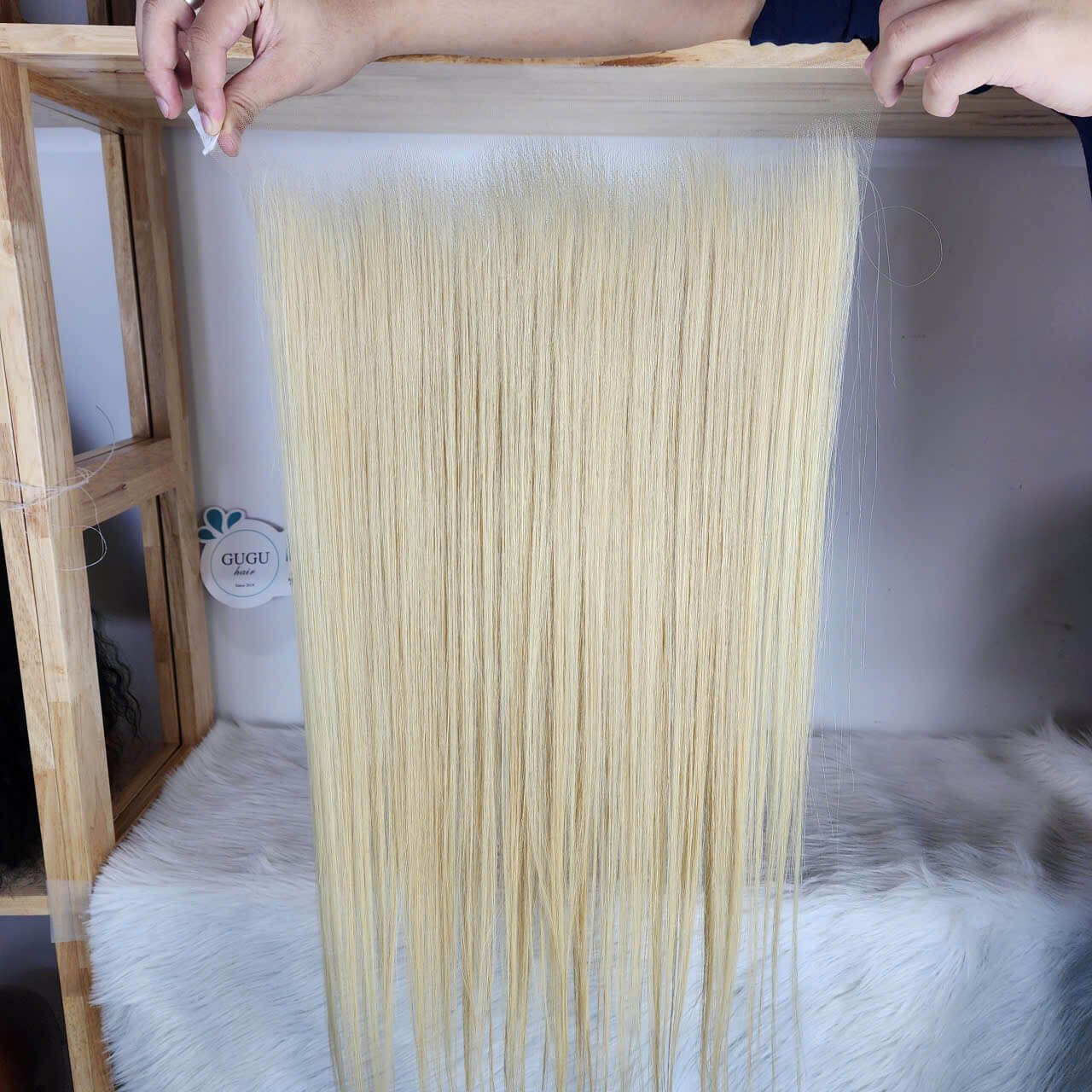 Raw Blonde Bone Straight HD Lace Closure by GUGU HAIR