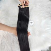 Long Tape In Hair Extensions with Natural Black Color