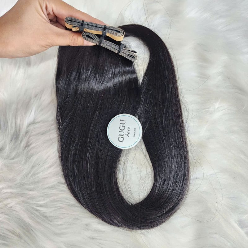 Long Tape In Hair Extensions with Natural Black Color