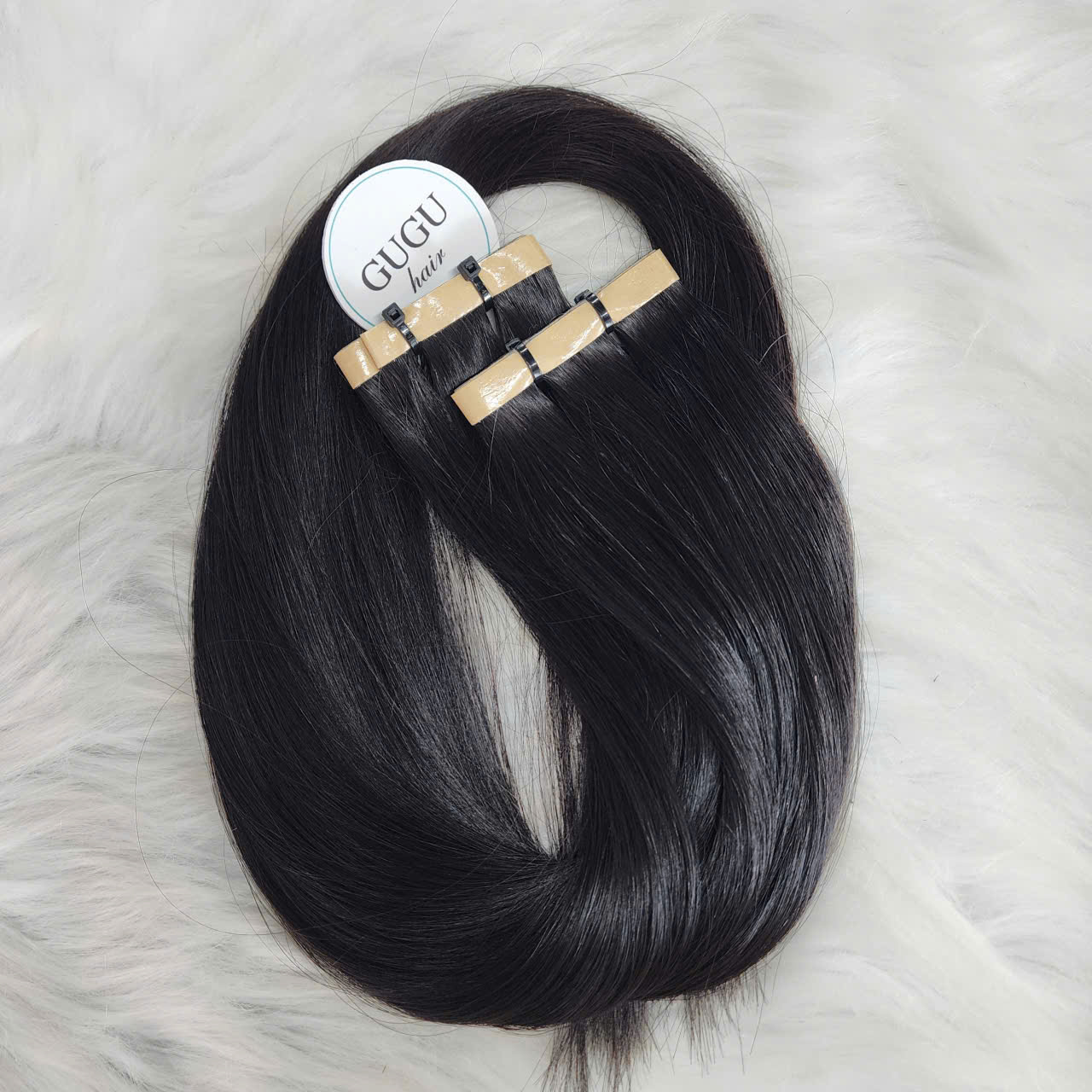 Long Tape In Hair Extensions with Natural Black Color