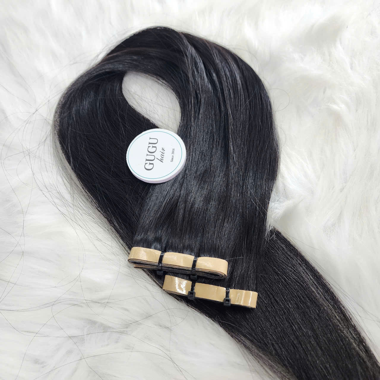 Long Tape In Hair Extensions with Natural Black Color
