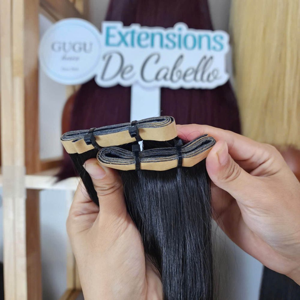 Long Tape In Hair Extensions with Natural Black Color