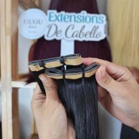 Long Tape In Hair Extensions with Natural Black Color