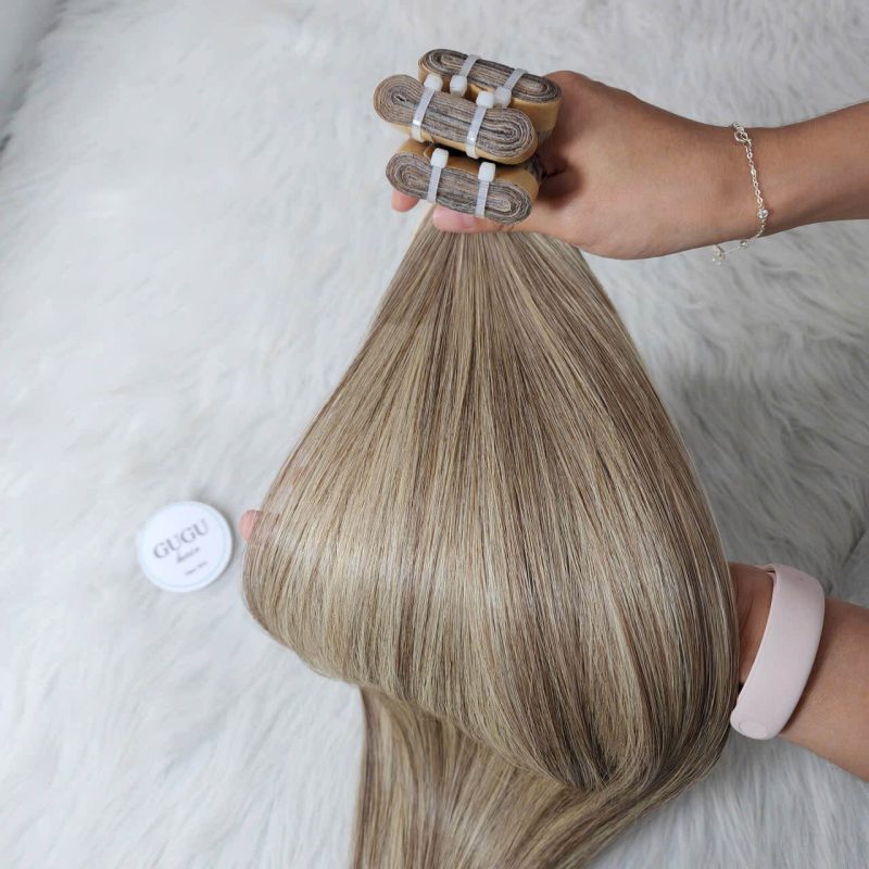 20 Inch Tape-in Bone Straight Platinum Blonde Color Vietnamese Human Hair Extension