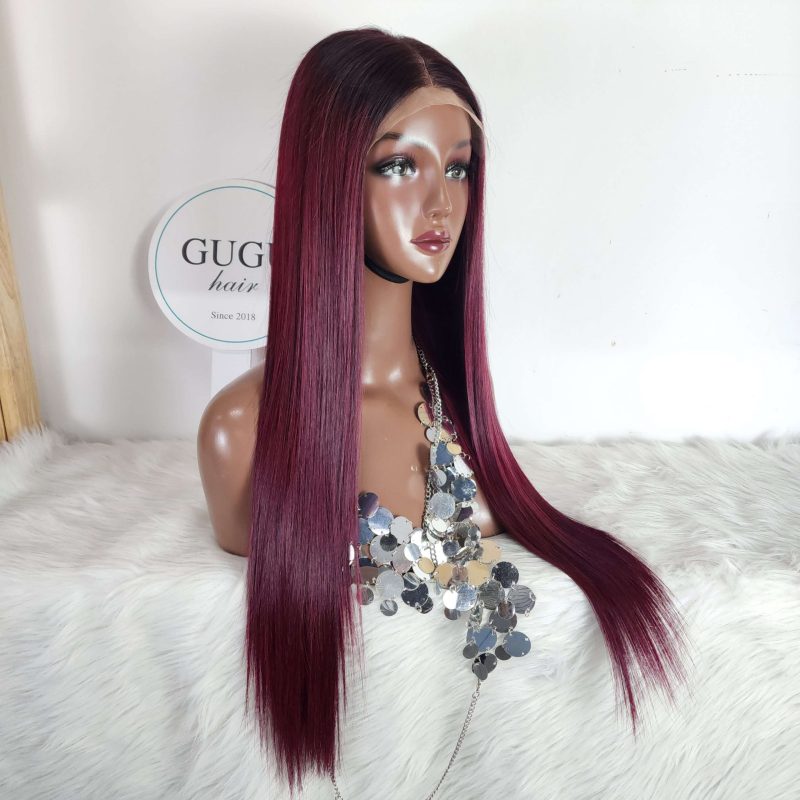 26 Inch Burgundy Straight Wig – Raw Vietnamese Human Hair