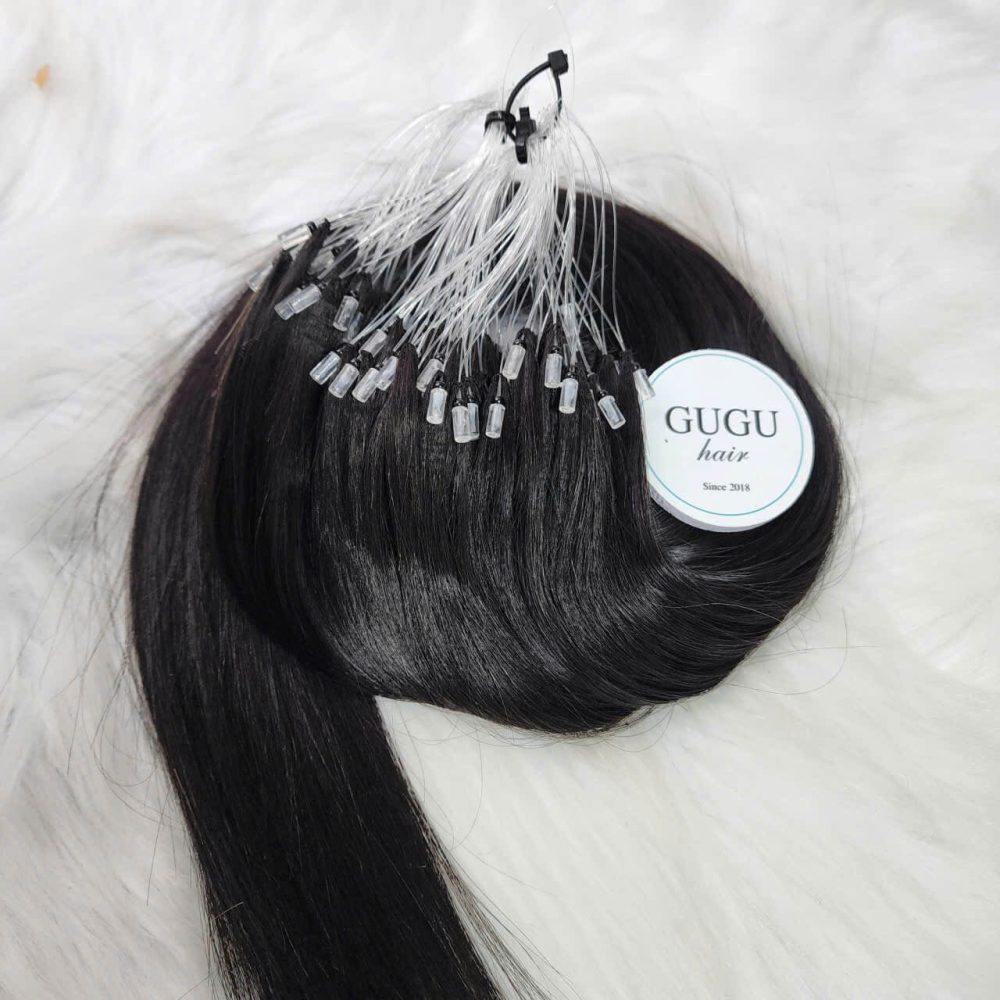Straight H6 Hair Extensions Feather Human Hair Extension color #1