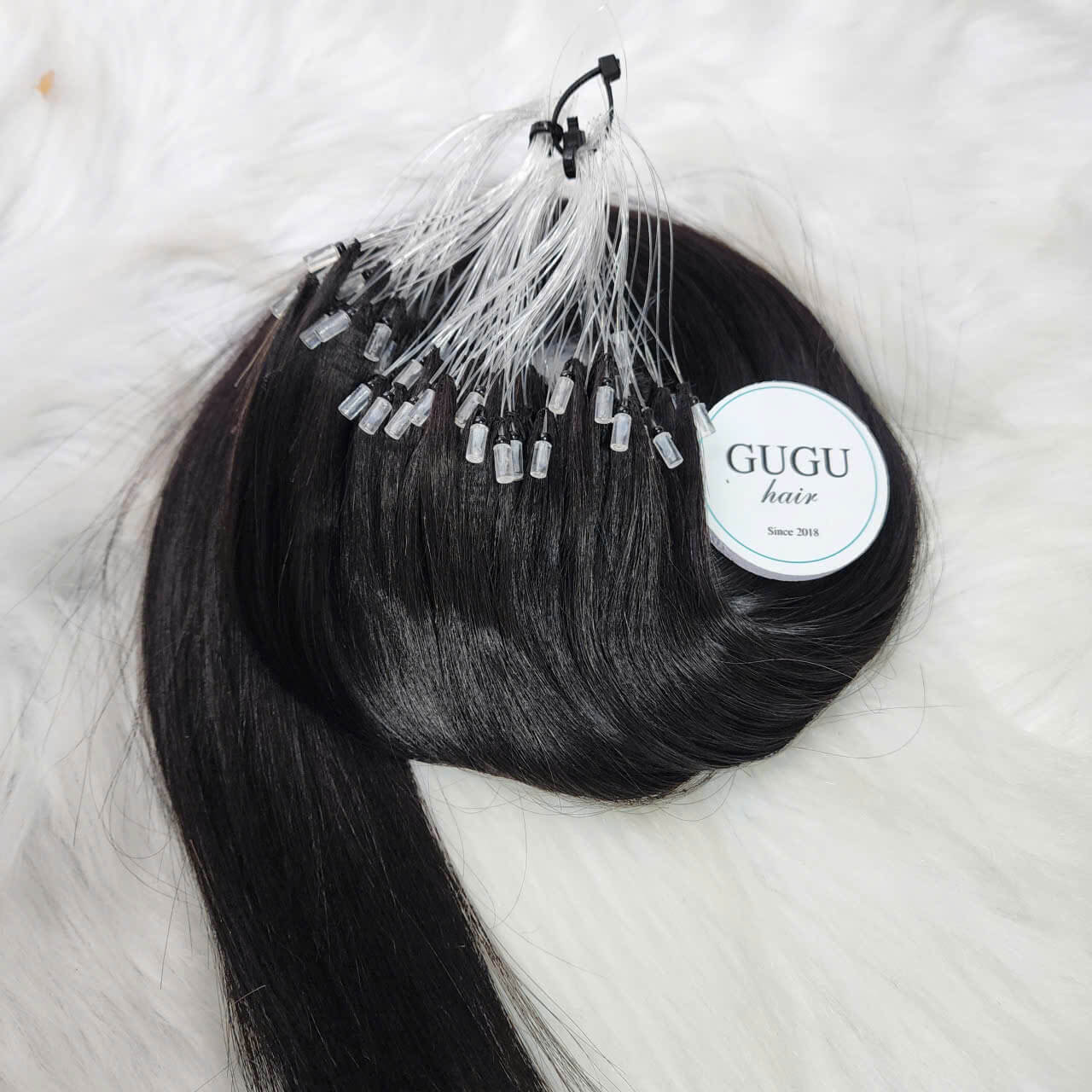 Straight H6 Hair Extensions Feather Human Hair Extension color #1