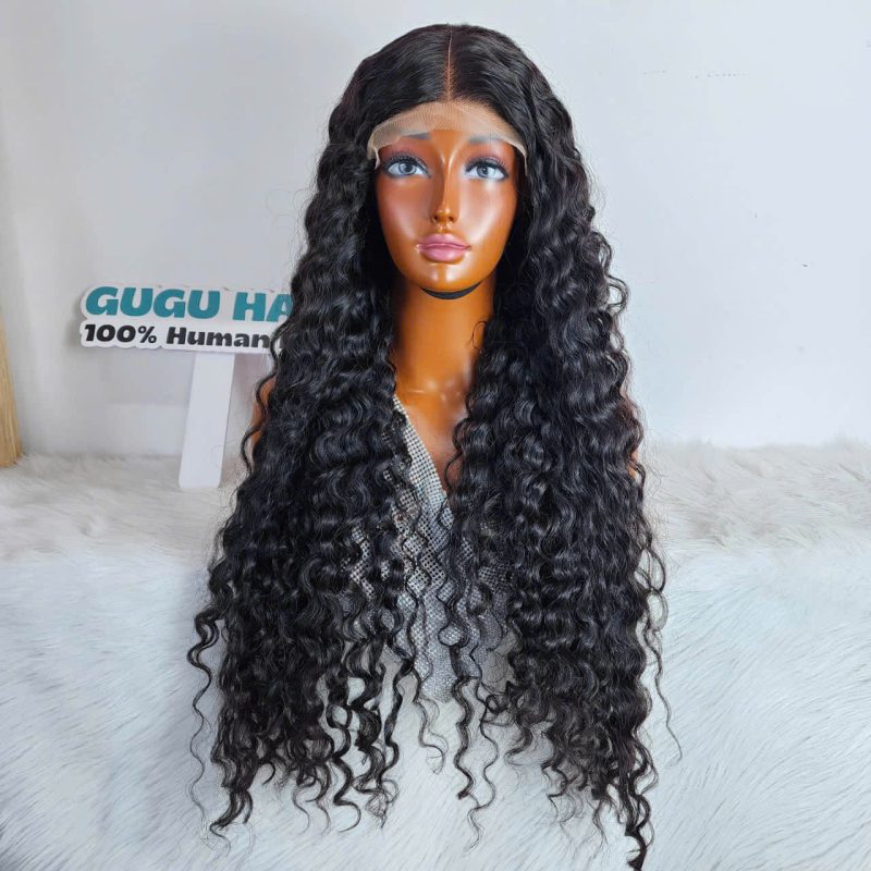Water Wave Curly 5X5 Closure 30'' Natural Color Long Wig - GUGU HAIR