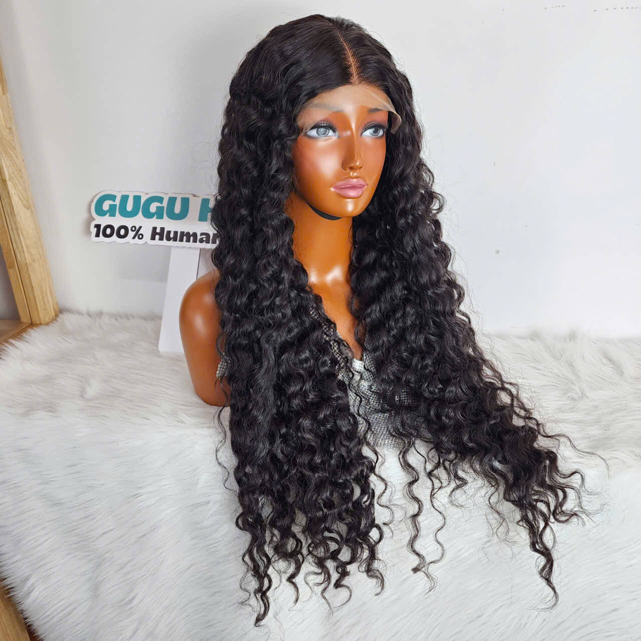 Water Wave Curly 5X5 Closure 30'' Natural Color Long Wig - GUGU HAIR