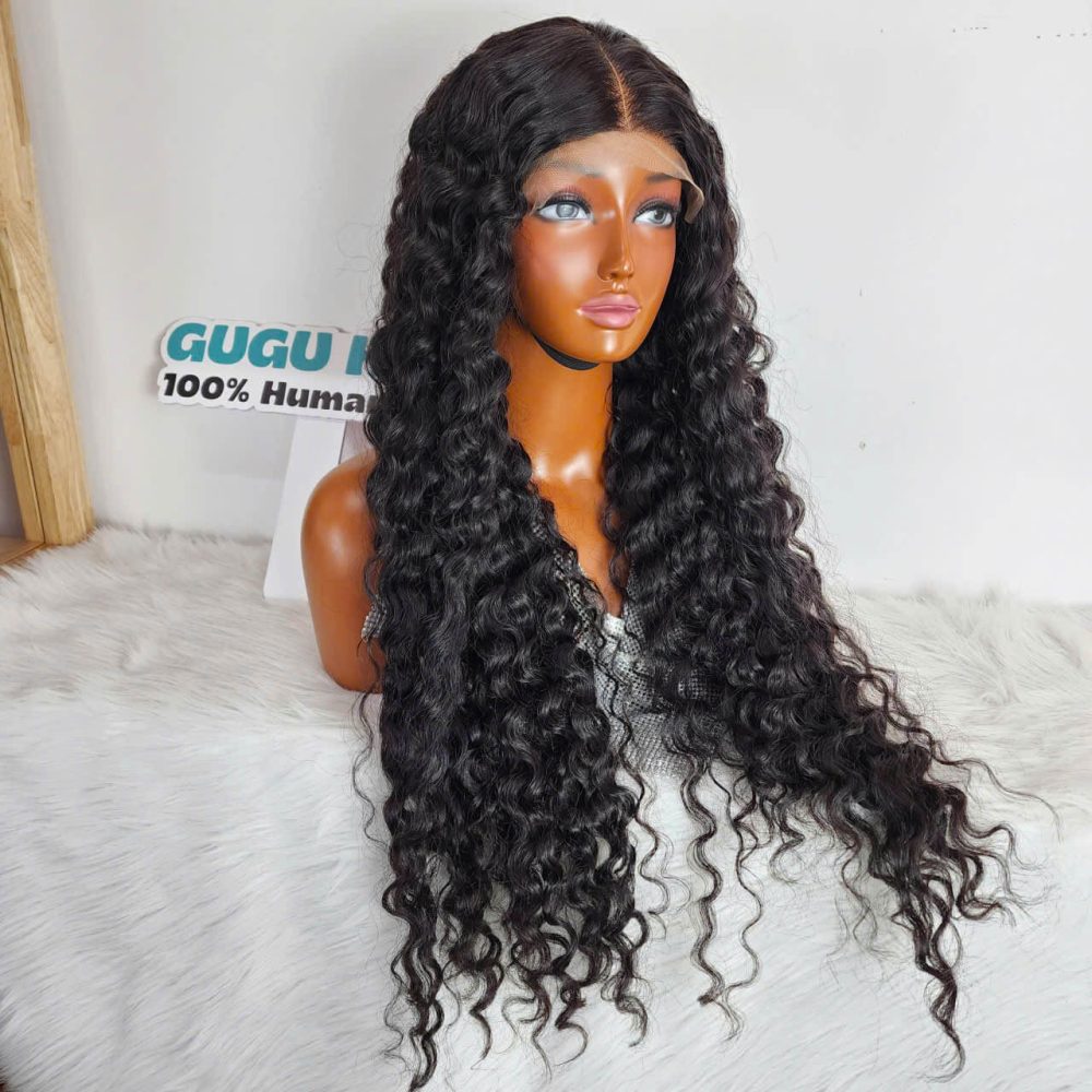 Water Wave Curly 5X5 Closure 30'' Natural Color Long Wig - GUGU HAIR