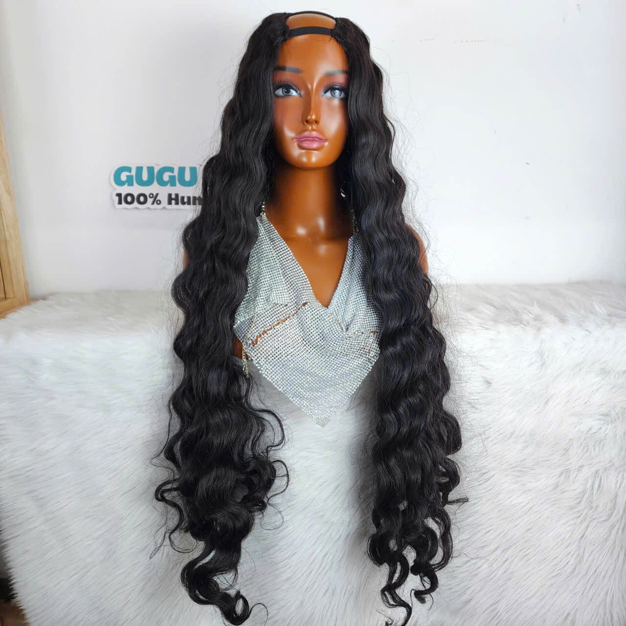 40 Inches Deep Wave - U Part Wig - Natural Black (1B) - GUGU Hair