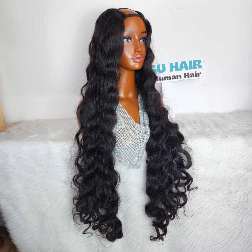 40 Inches Deep Wave - U Part Wig - Natural Black (1B) - GUGU Hair