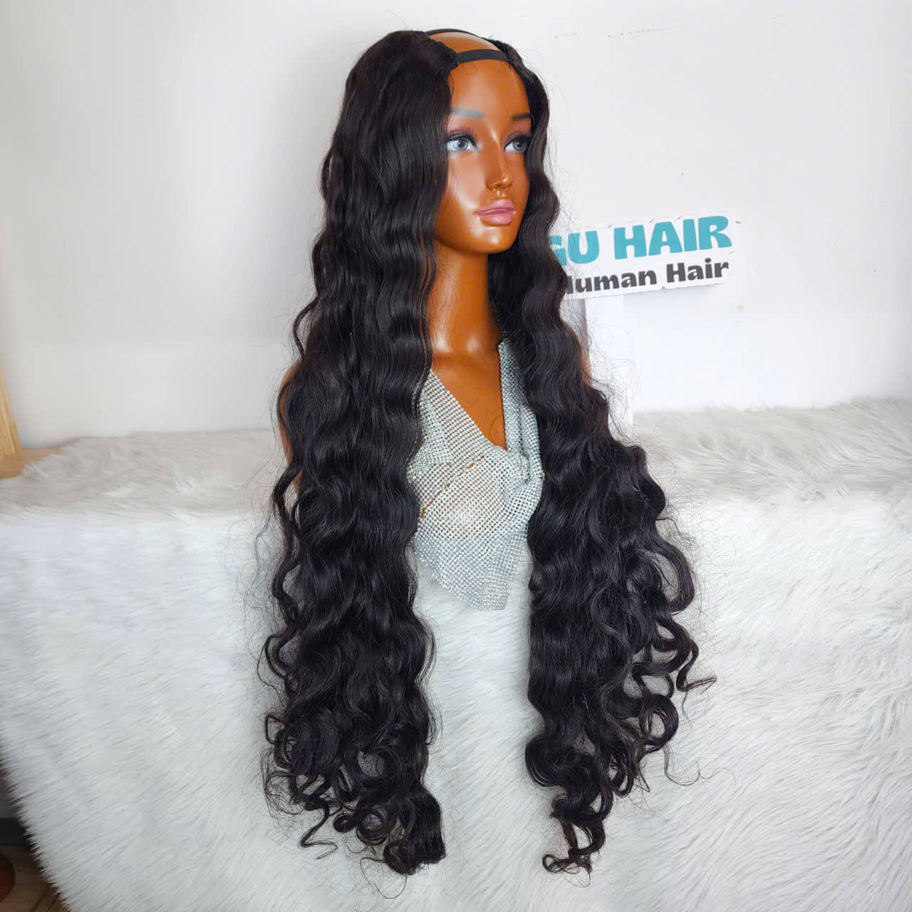 40 Inches Deep Wave - U Part Wig - Natural Black (1B) - GUGU Hair