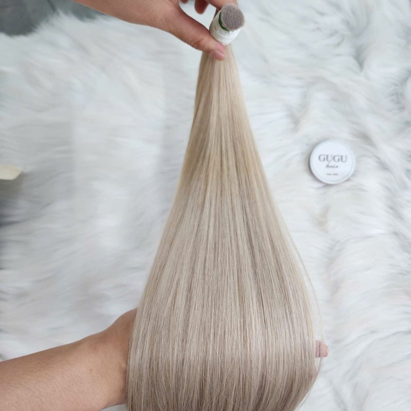 Platinum Blonde Bone Straight Bulk Hair Extensions