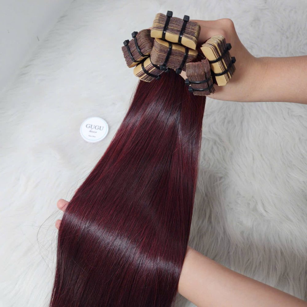 22 Inch Bone Straight Burgundy Red Raw Vietnamese Human Hair Extension
