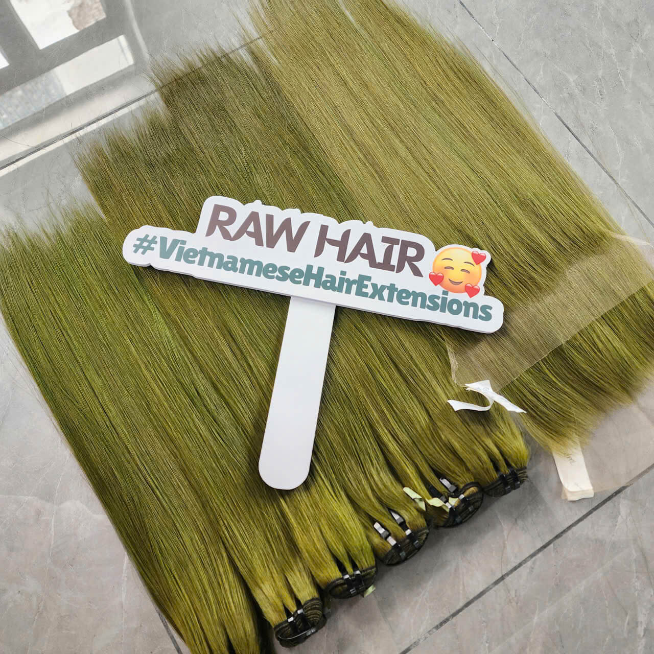 Raw Vietnamese Hair Bundles Olive Green Color - 100% Human Hair Extensions 9 wholesale human hair bundles